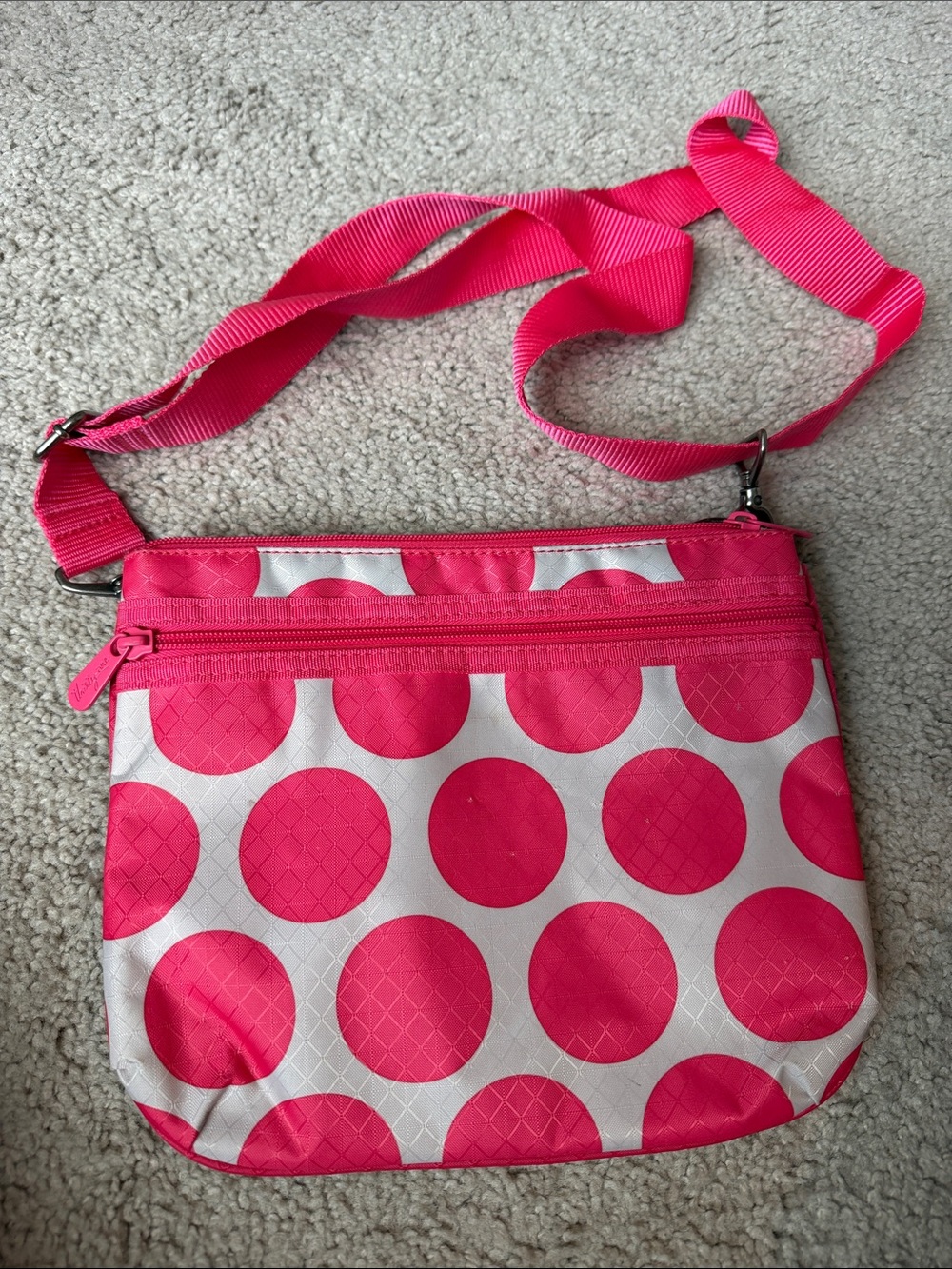 Pink Polka Dot Crossbody Bag - Women's Adjustable Shoulder Bag